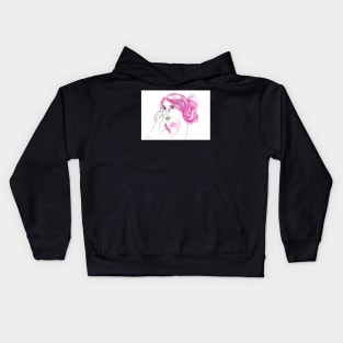 Girl With A Messy Bun - Pink Palette Kids Hoodie
